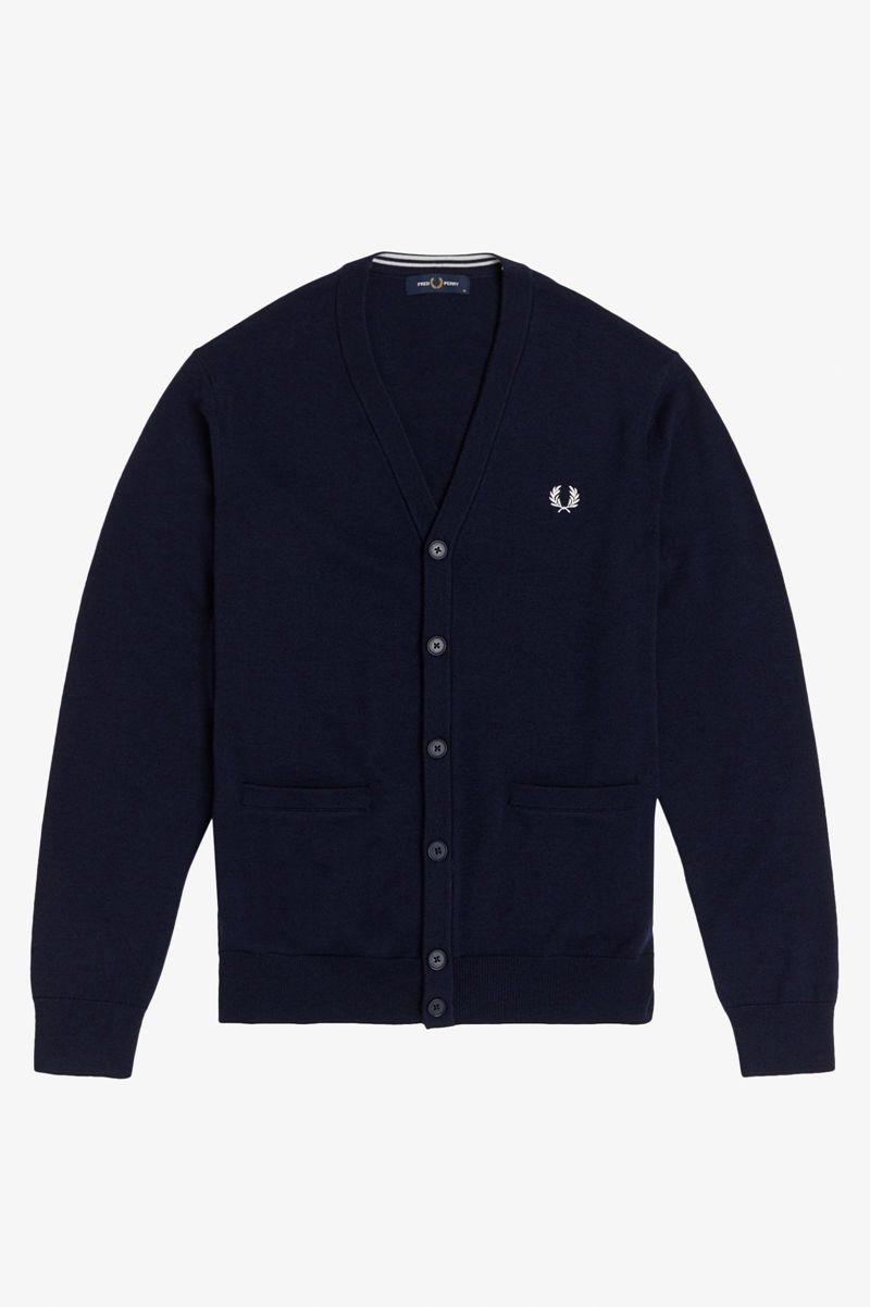 Navy Fred Perry Classic Cardigan Men's Knitwear | PH 1287EBCX